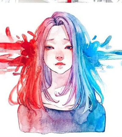 水彩画少女作品：水彩画家Ashiyaart绘画作品赏析