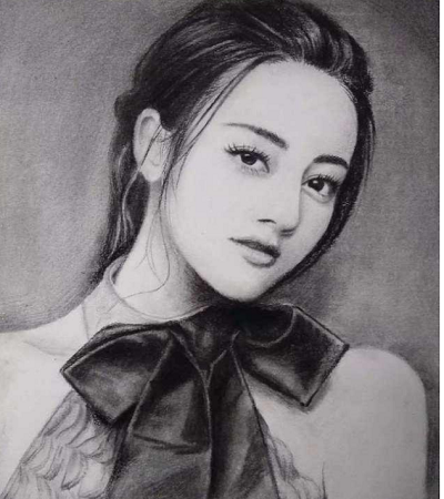 素描作品欣赏：一组迪丽热巴画像