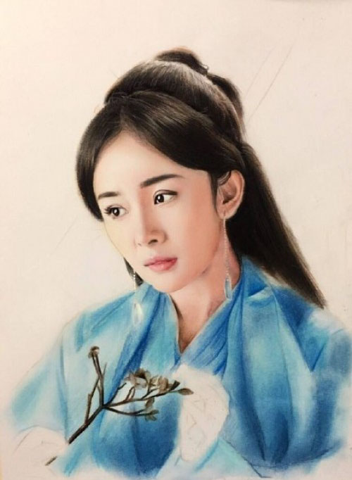 彩铅画：《三生三世十里桃花》杨幂彩铅画怎么画