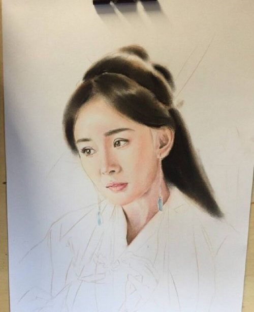 彩铅画：《三生三世十里桃花》杨幂彩铅画怎么画