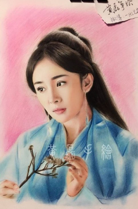 彩铅画：《三生三世十里桃花》杨幂彩铅画怎么画