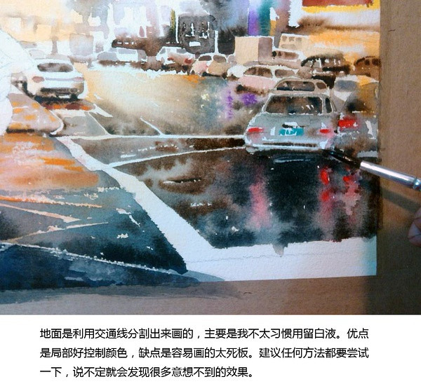 美丽的街角水粉画教程