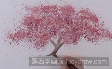 水粉画教程：教你画樱花树