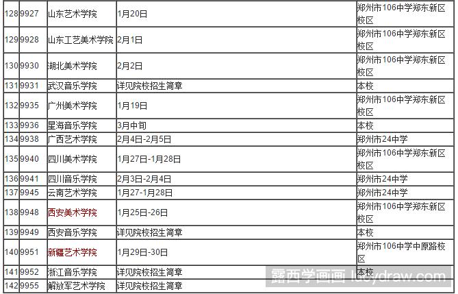 2018年河南省美术校考时间安排