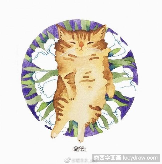 猫咪水彩画作品欣赏