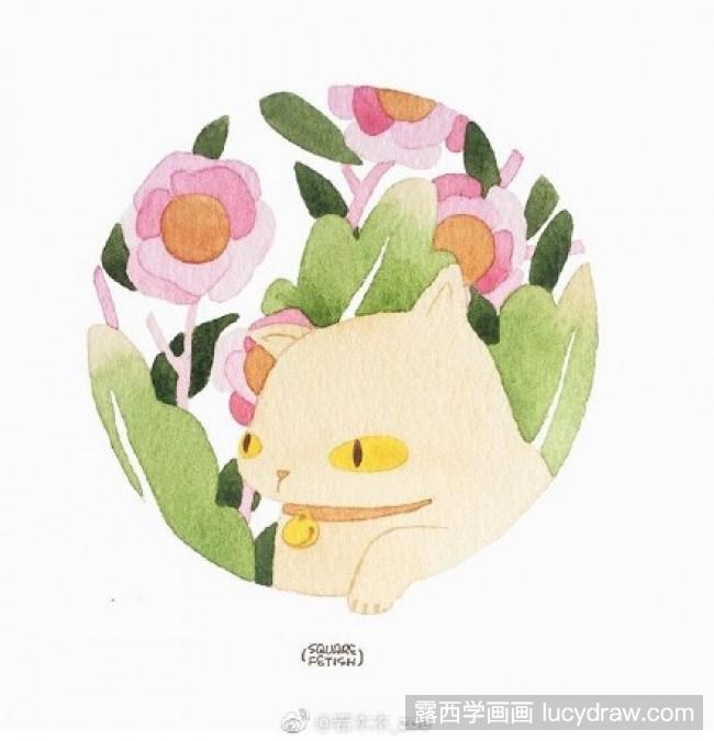 猫咪水彩画作品欣赏