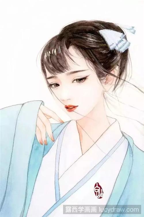 插画作品欣赏：唯美古风手绘少女图片