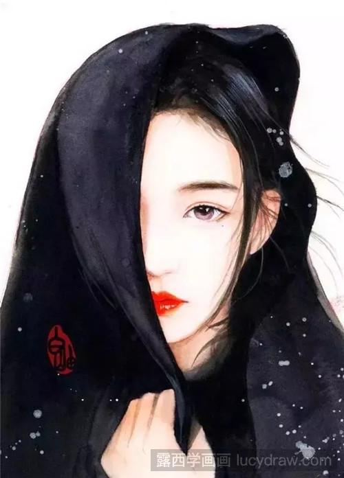 插画作品欣赏：唯美古风手绘少女图片