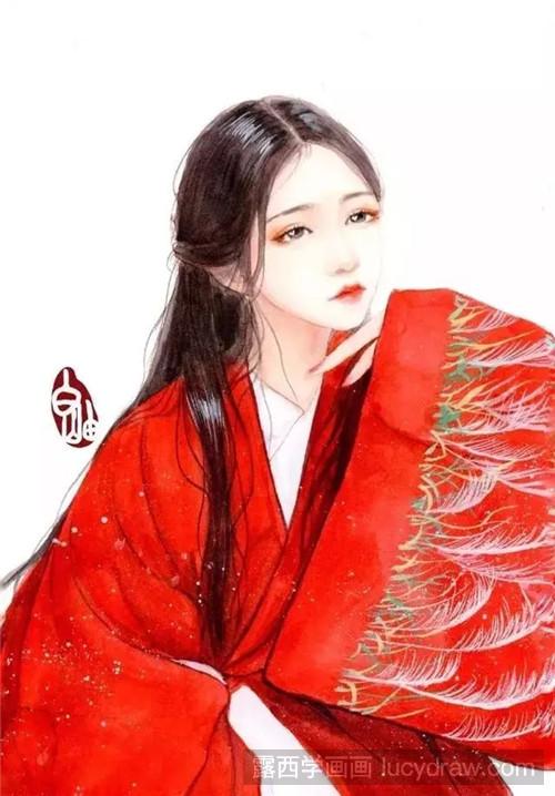 插画作品欣赏：唯美古风手绘少女图片