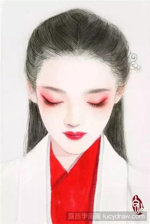 插画作品欣赏：唯美古风手绘少女图片