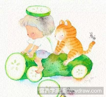 超可爱的水彩插画作品