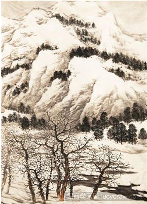 冰雪世界国画教程，告诉大家如何画冰山