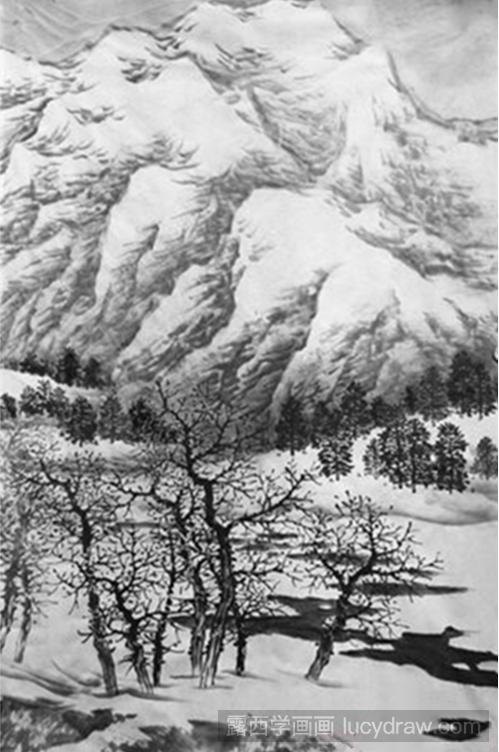 冰雪世界国画教程，告诉大家如何画冰山