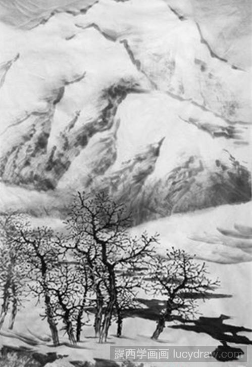 冰雪世界国画教程，告诉大家如何画冰山