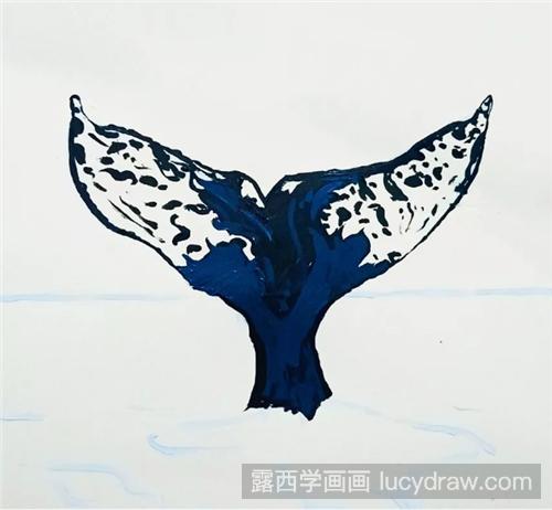 丙烯画怎么画？教你画鲸鱼的尾巴丙烯画