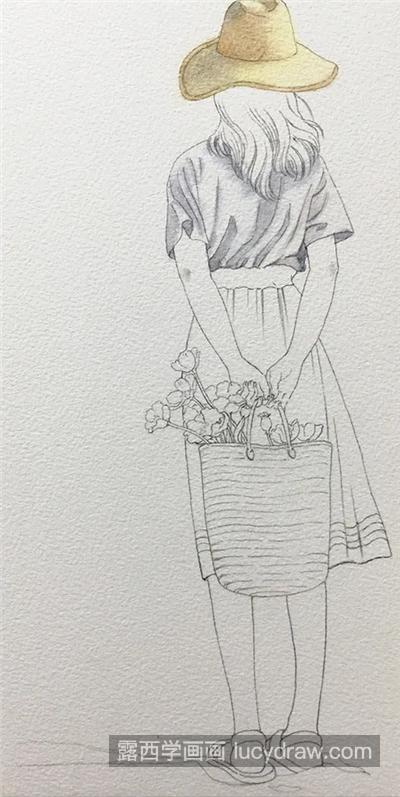 提花蓝的少女怎么画？小清新插画的步骤有哪些？