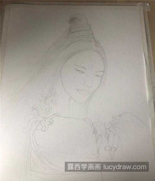 红妆美女怎么画？古风美人插画步骤详解