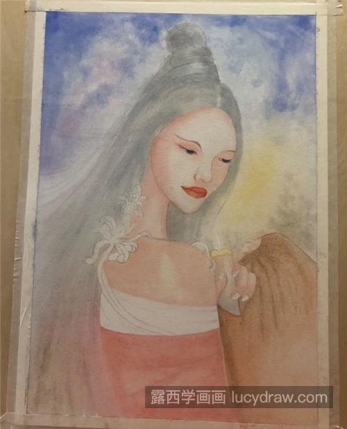 红妆美女怎么画？古风美人插画步骤详解