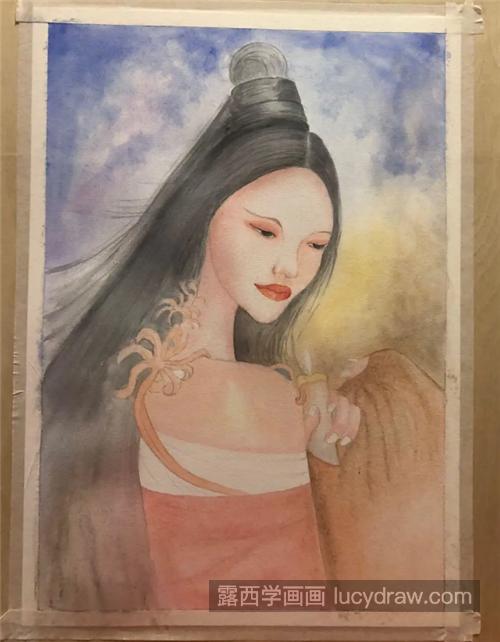 红妆美女怎么画？古风美人插画步骤详解