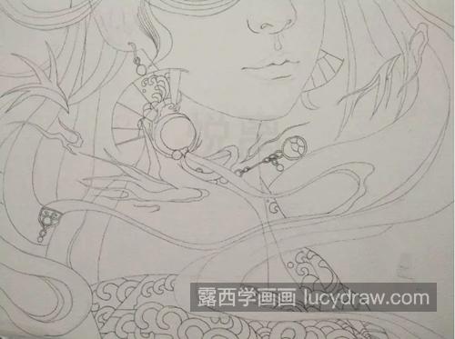 蓝色系古风少女怎么画？详细的水彩插画步骤有哪些？