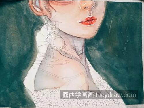 蓝色系古风少女怎么画？详细的水彩插画步骤有哪些？