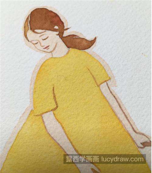 黄裙子小女孩怎么画？详细的插画步骤有几步？