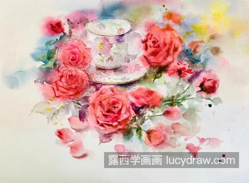 花卉水彩画作品欣赏，水彩如何铺色调？