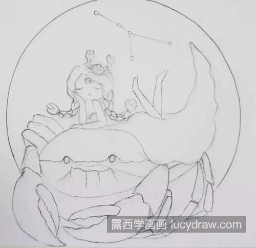 巨蟹座插画怎么画？教你画十二星座的巨蟹座