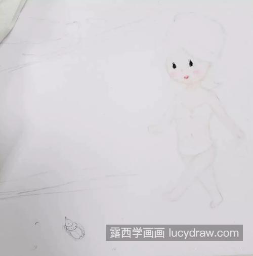 沙滩漫步插画怎么画？可爱的小插画步骤有哪些？