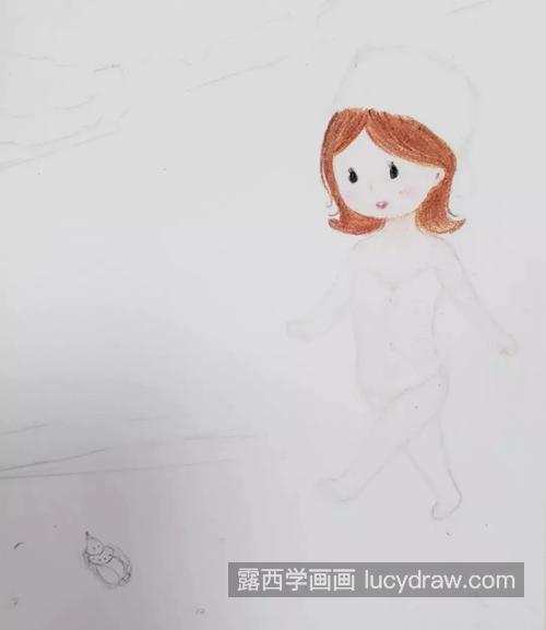 沙滩漫步插画怎么画？可爱的小插画步骤有哪些？