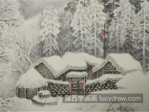 关东正月景色怎么画？雪景的国画步骤有哪些？