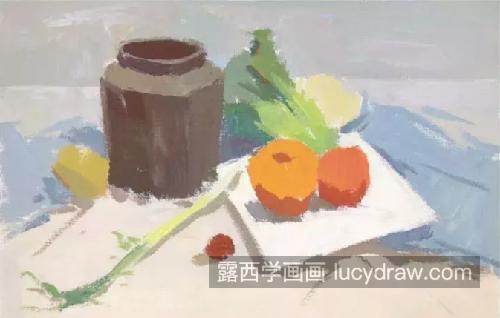 蔬菜静物怎么画？蓝色调水粉过程是什么？