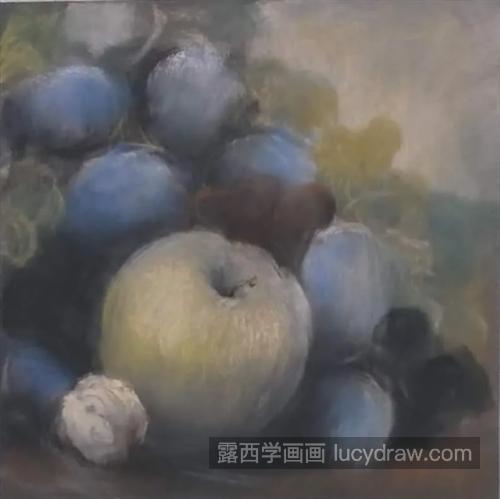 苹果葡萄怎么画？色粉画步骤有几步？