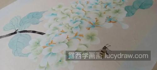 没骨绣球花怎么画？小蜜蜂的国画教程是什么？