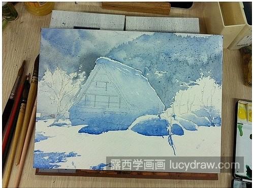 水彩风景画冬日雪景怎么画 水彩风景画简单教程