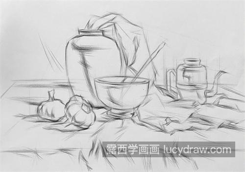 静物组合素描中如何突出材质 静物素描的绘制教程