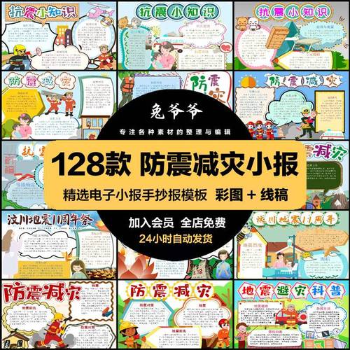 手抄报模板电子版小报初中小学生防震减灾科普素材a3a4word模版