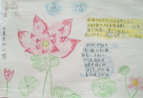 清风进校园廉花朵朵开云集中心小学廉洁文化进校园手抄报优秀