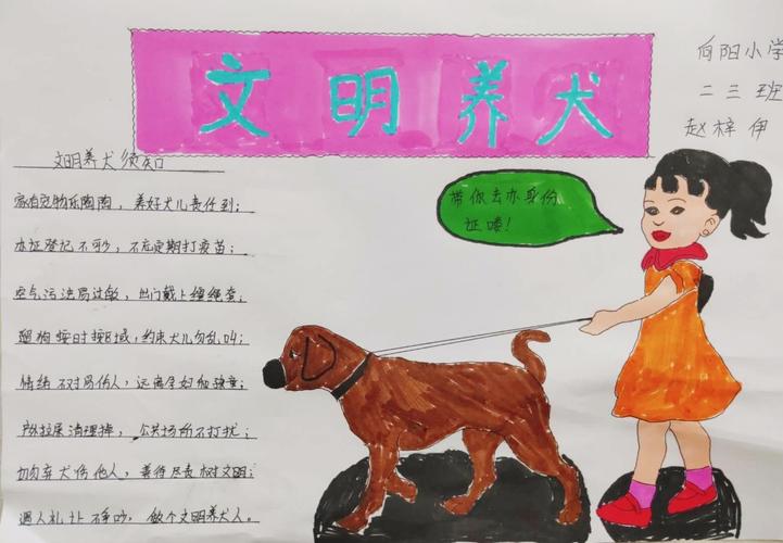 红旗区向阳小学二三中队开展文明养犬 从我做起手抄报展示活动