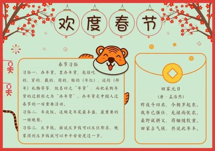 春节见闻图文并茂手抄报假期见闻手抄报