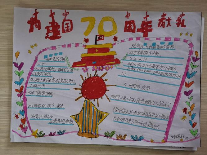 热爱祖国临沂九曲小学2016级一班庆祝建国70周年手抄报展评