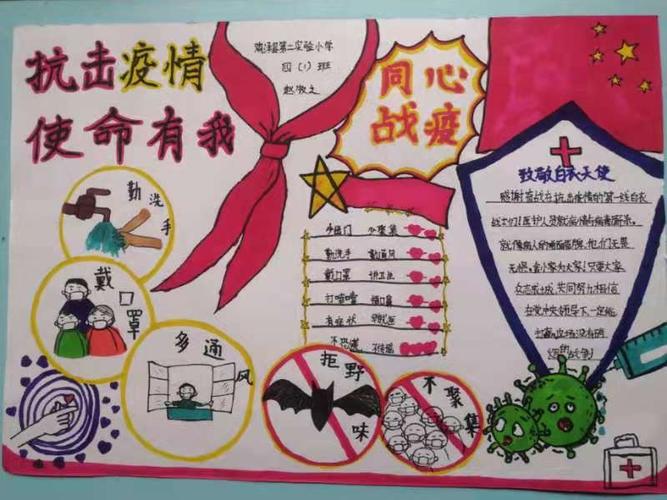 手抄小报凝爱心 防疫之情传你我鸡泽县第二实验小学防疫手抄报