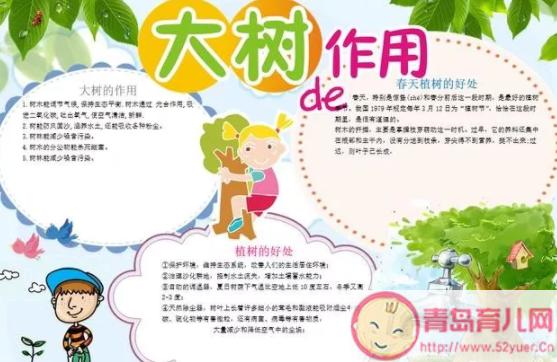 让大家为地球的绿化做上一份贡献幼儿园会让孩子们制作植树节手抄报