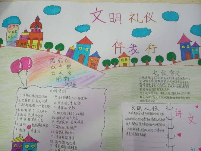 逸夫小学五.六班《文明礼仪伴我行》手抄报