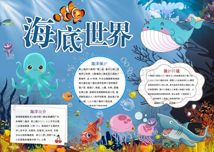 海底世界5海底世界电子手抄报模板.docx