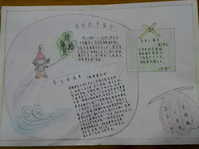 轻叩诗歌的大门 卫庄小学六年级诗海拾贝手抄报