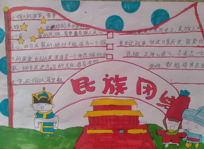 民族团结一家亲童心共筑中国梦----鄂托克前旗实验小学184班手抄报