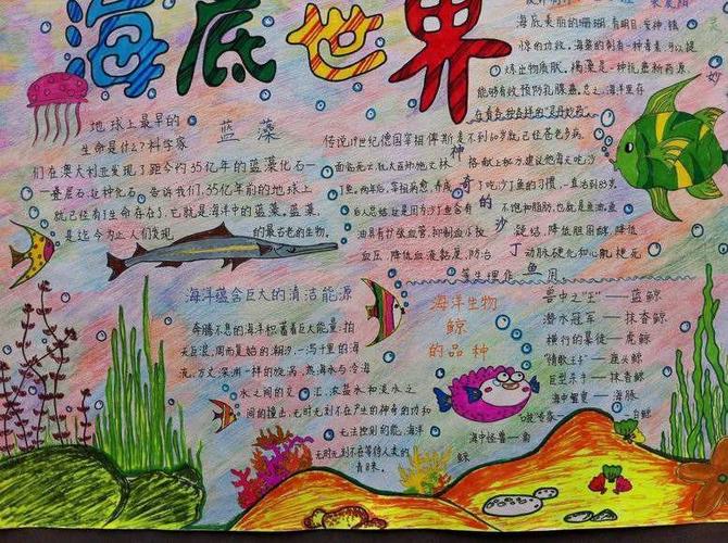 小学生海底世界手抄报图片大全图片手抄报版面设计-学笔画