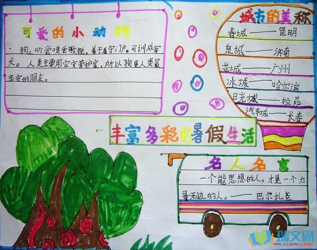 小学三年级暑假手抄报内容小学生暑假手抄报漂亮图片快乐暑假手抄报