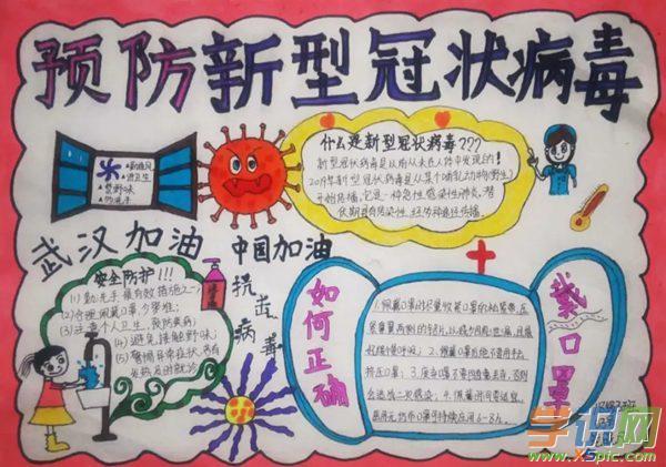 众志成城抗击新冠病毒的经典手抄报小学生